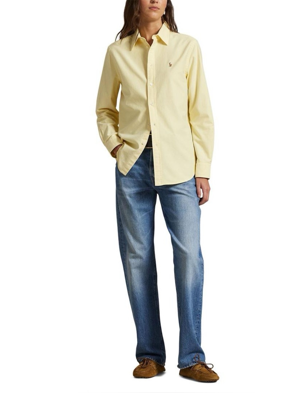 Ralph Lauren yellow classic cotton button down shirt new!